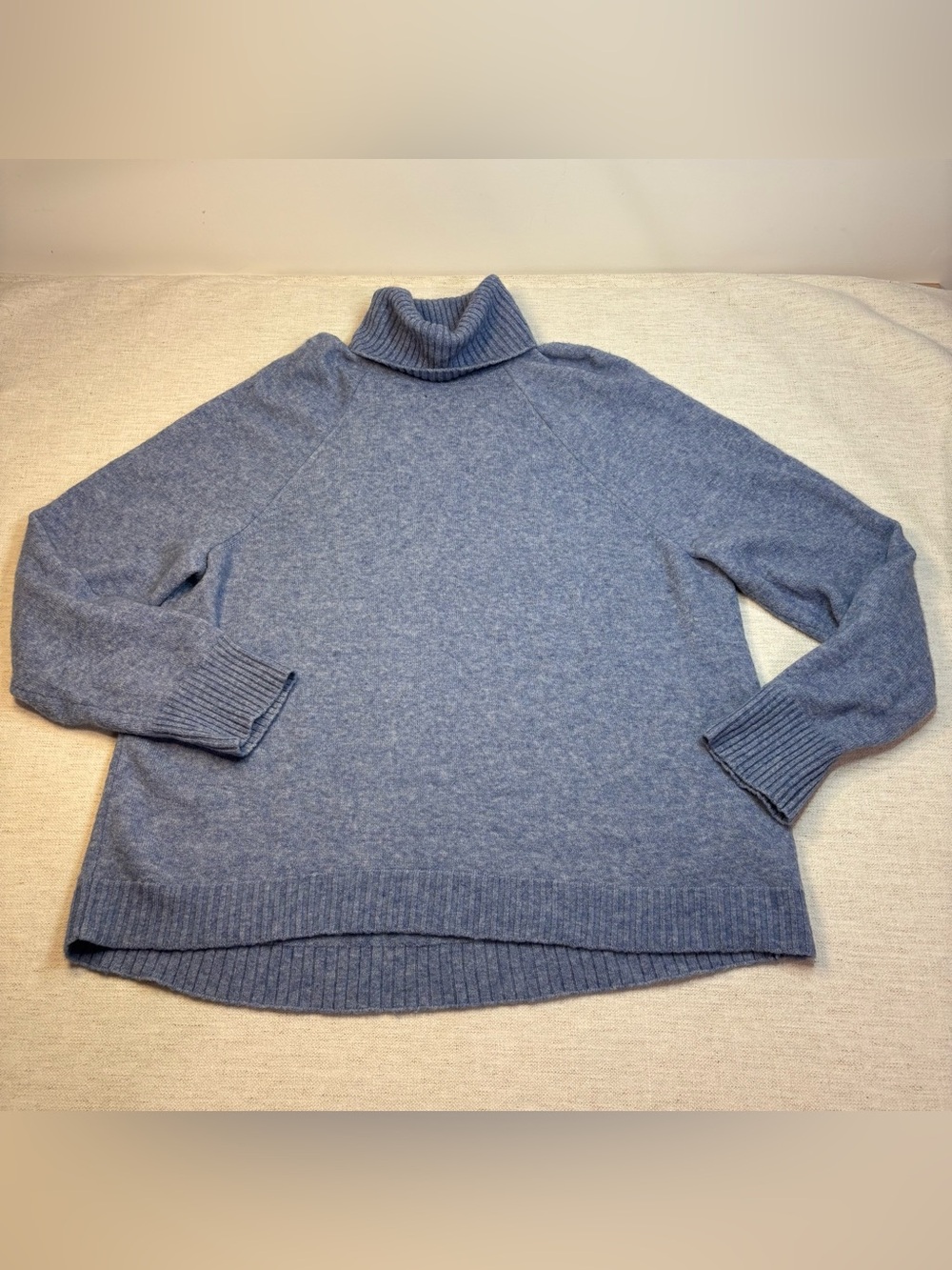 J Crew women XXL wool alpaca Turtleneck Sweater In Supersoft Yarn light blue